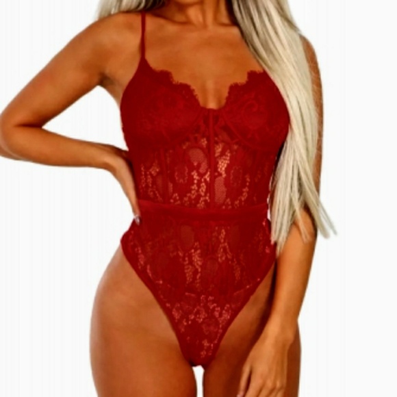 Other - NWT Sexy Red lace bodysuit